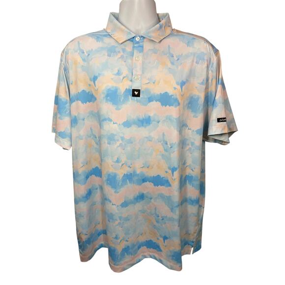 Bad Birdie Cotton Candy Polo Shirt Men’s Size 2XL Pastel Blue & Pink - Picture 1 of 9